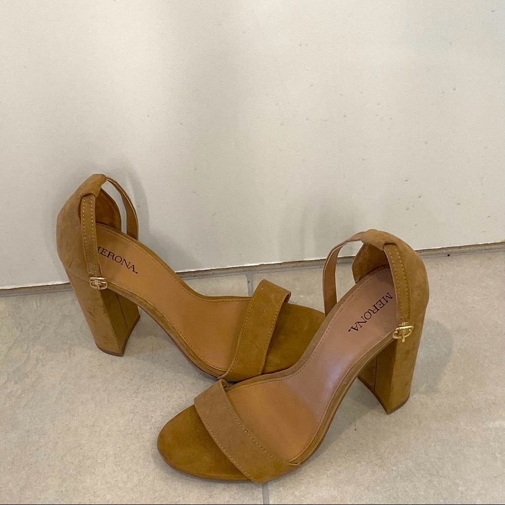 Tan strap heels